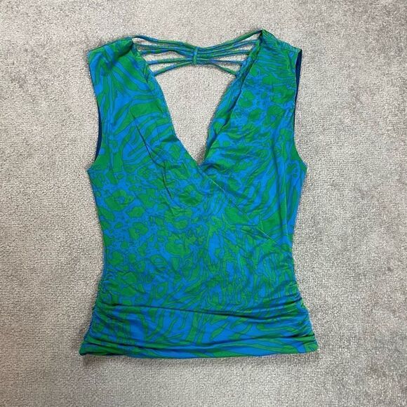 Hale Bob Women’s Small Green Blue Floral Swimwear Top Bathing Suit NWOT - Picture 1 of 5